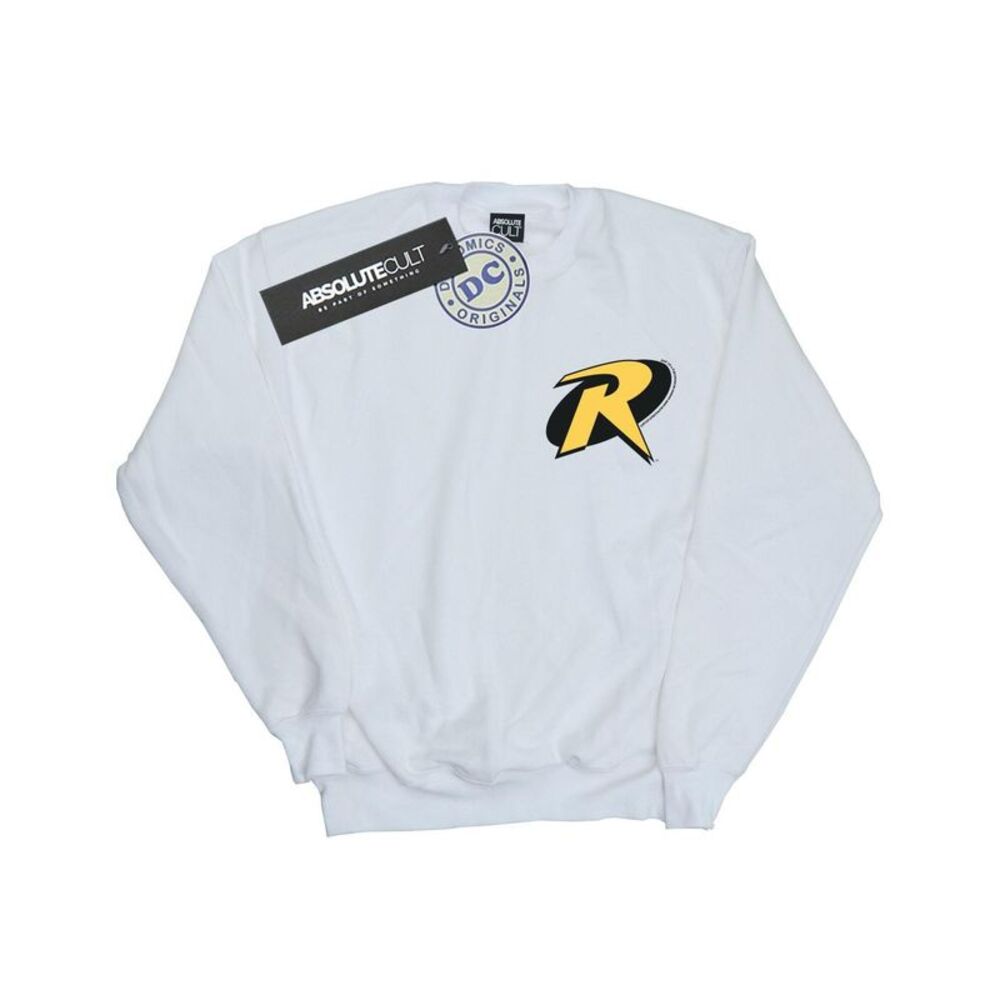 DC Comics Mens Batman Robin Logo Sweatshirt / White